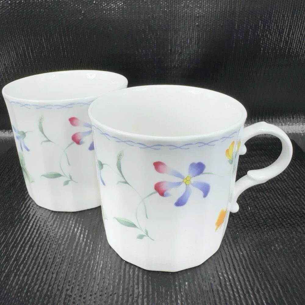 MIKASA Maxima‎ Super Strong Fine China Sorrento Coffee Mug Cup Set 2 Mugs Cups